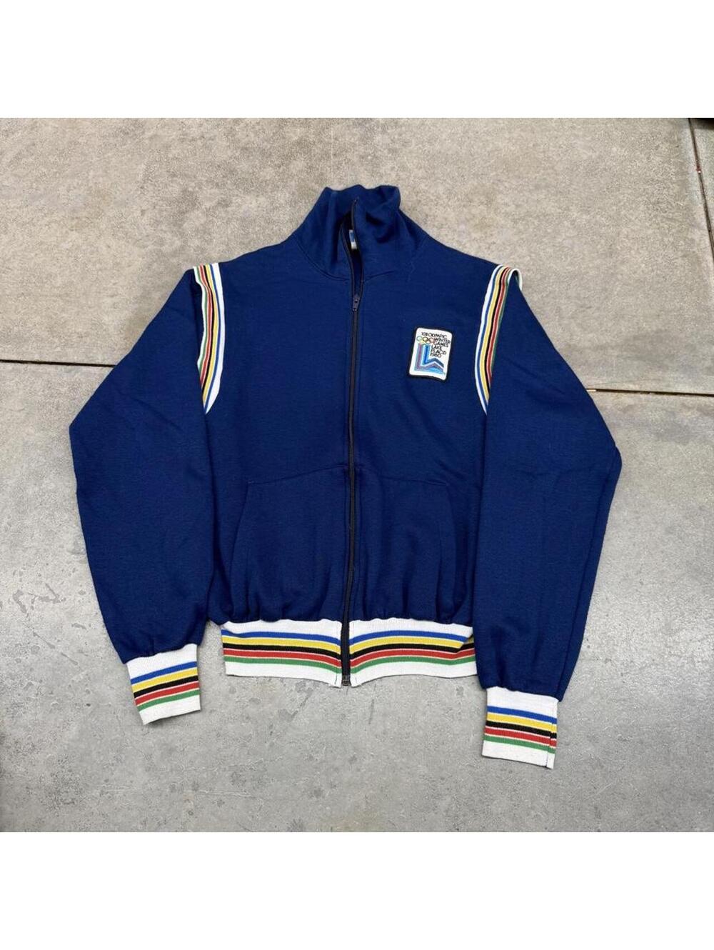 vintage olympic winter games lake placid navy made in usa zip up sweatshirt